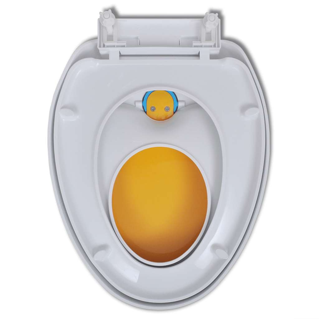 Klozeto sėdynė su Soft Close mechanizmu, balta ir geltona