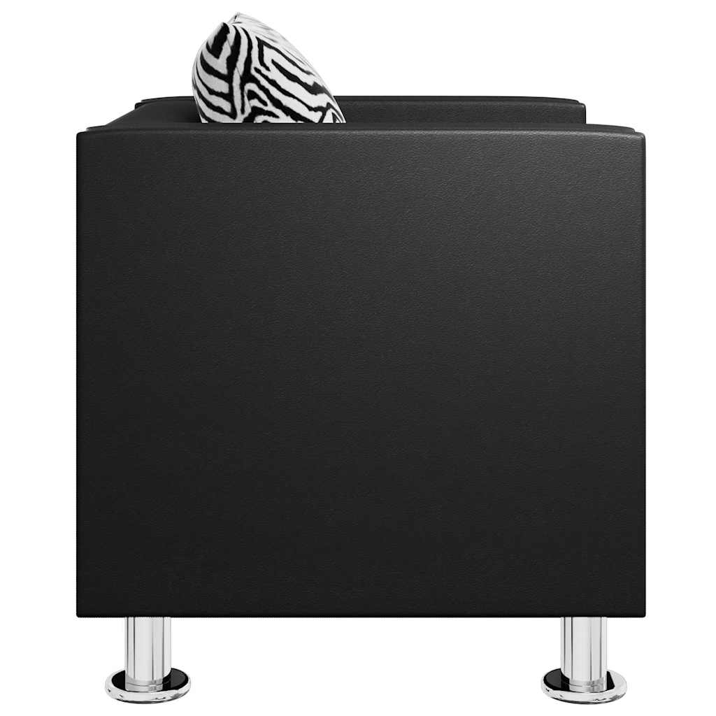 Armchair, black, faux leather
