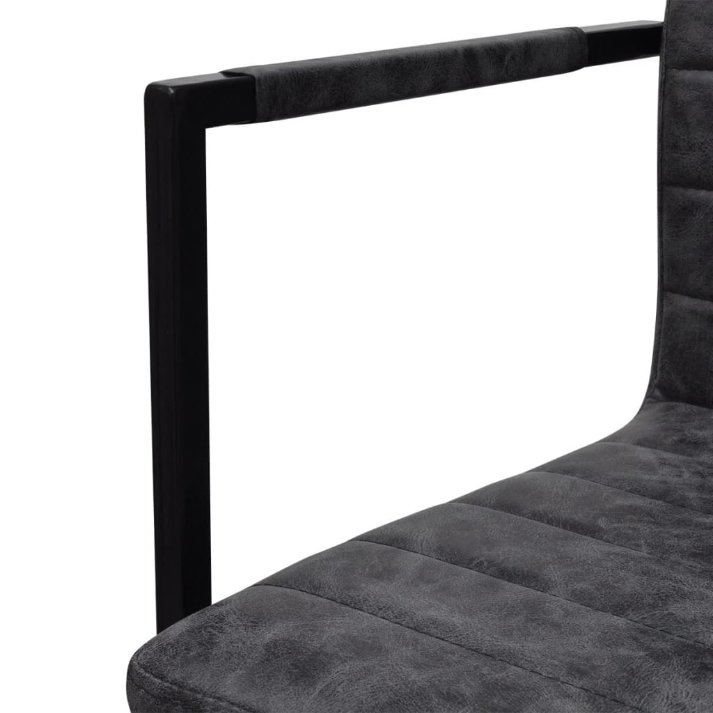 Cantilever dining chairs, 2 pcs., black, artificial leather