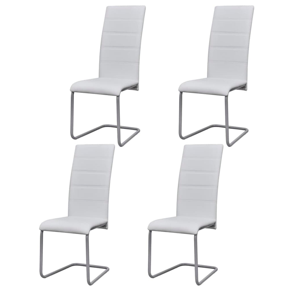 Cantilever Dining Chairs 4 pcs White Artificial Leather
