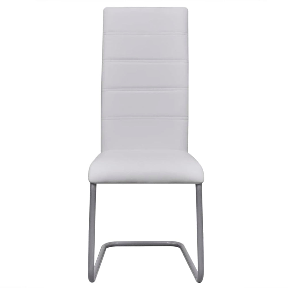 Cantilever Dining Chairs 4 pcs White Artificial Leather
