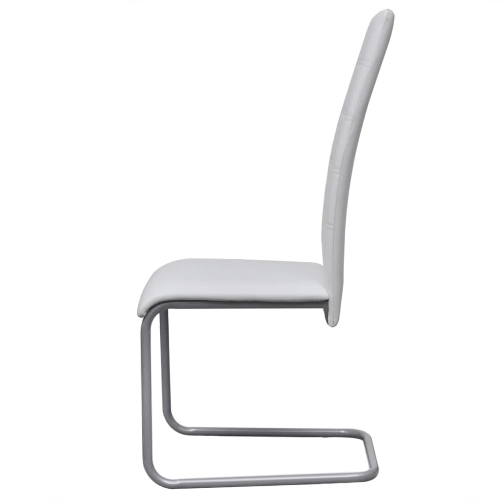 Cantilever Dining Chairs 4 pcs White Artificial Leather