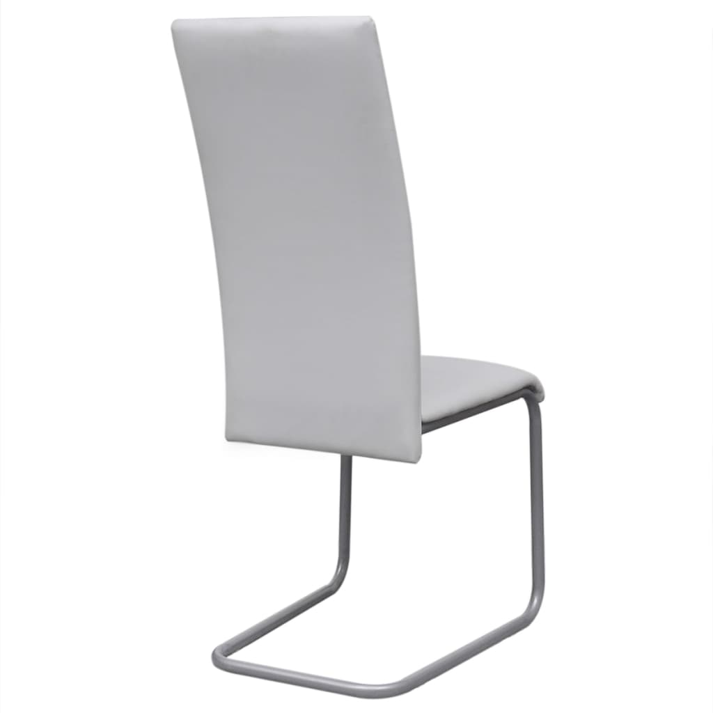 Cantilever Dining Chairs 4 pcs White Artificial Leather