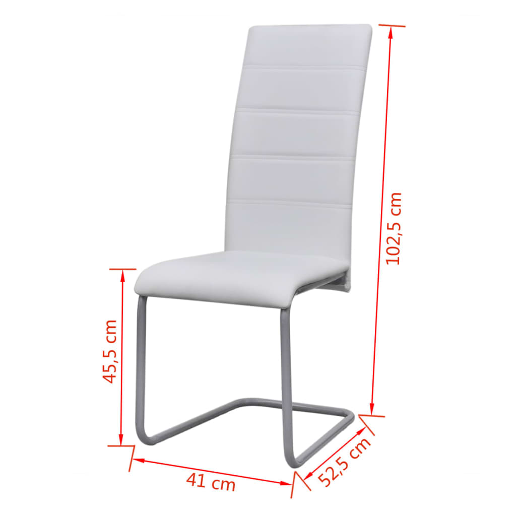 Cantilever Dining Chairs 4 pcs White Artificial Leather