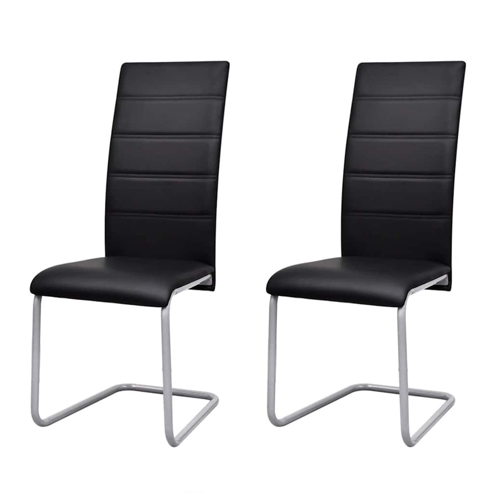 Cantilever dining chairs, 2 pcs., black, artificial leather