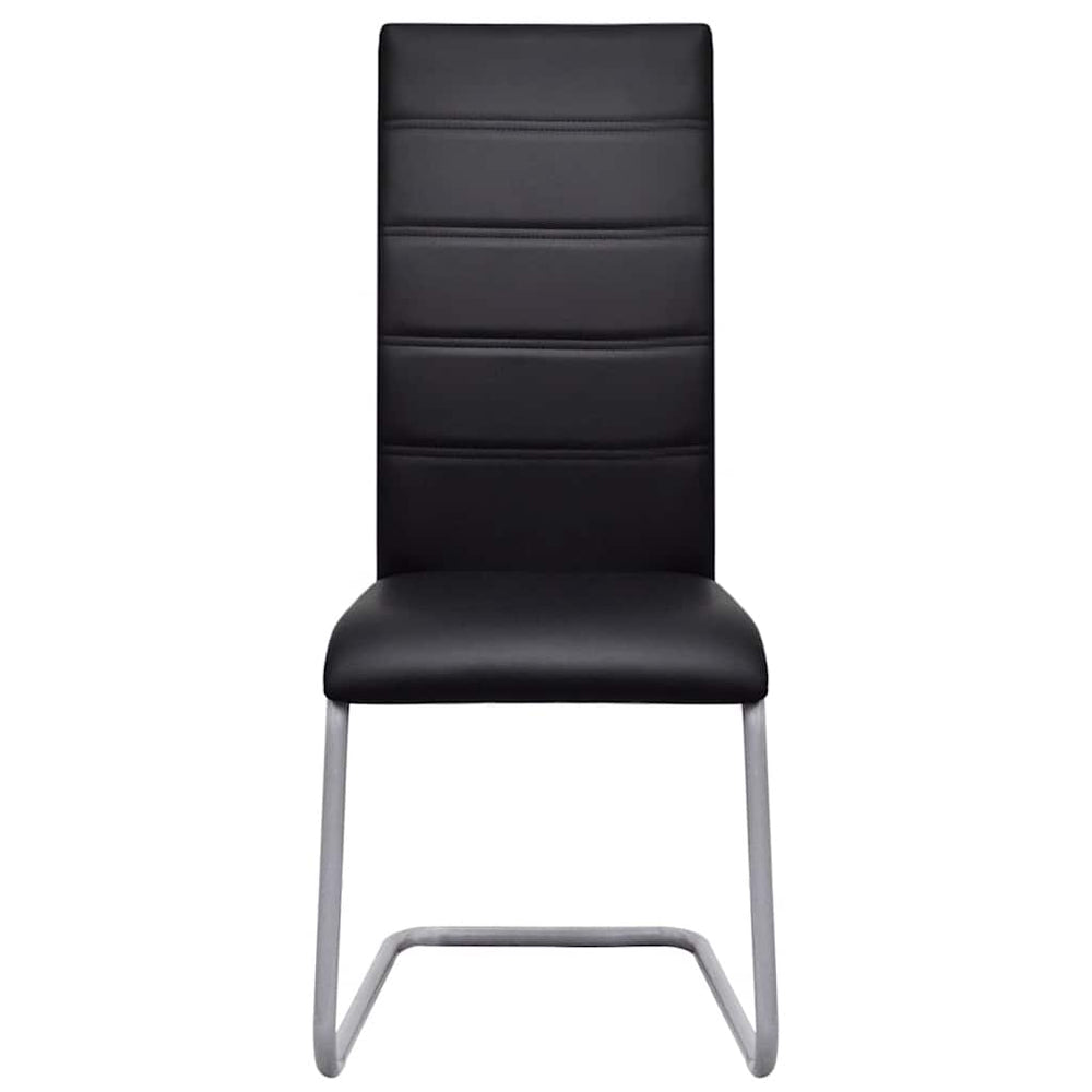 Cantilever dining chairs, 2 pcs., black, artificial leather