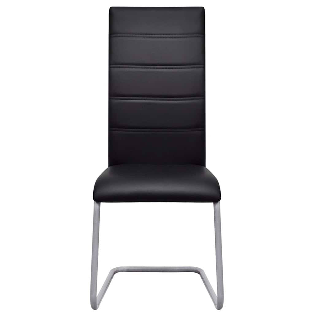 Cantilever dining chairs, 2 pcs., black, artificial leather