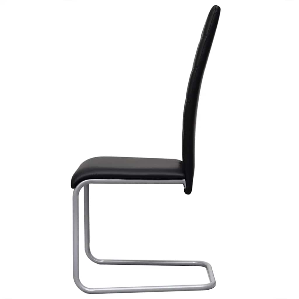 Cantilever dining chairs, 2 pcs., black, artificial leather