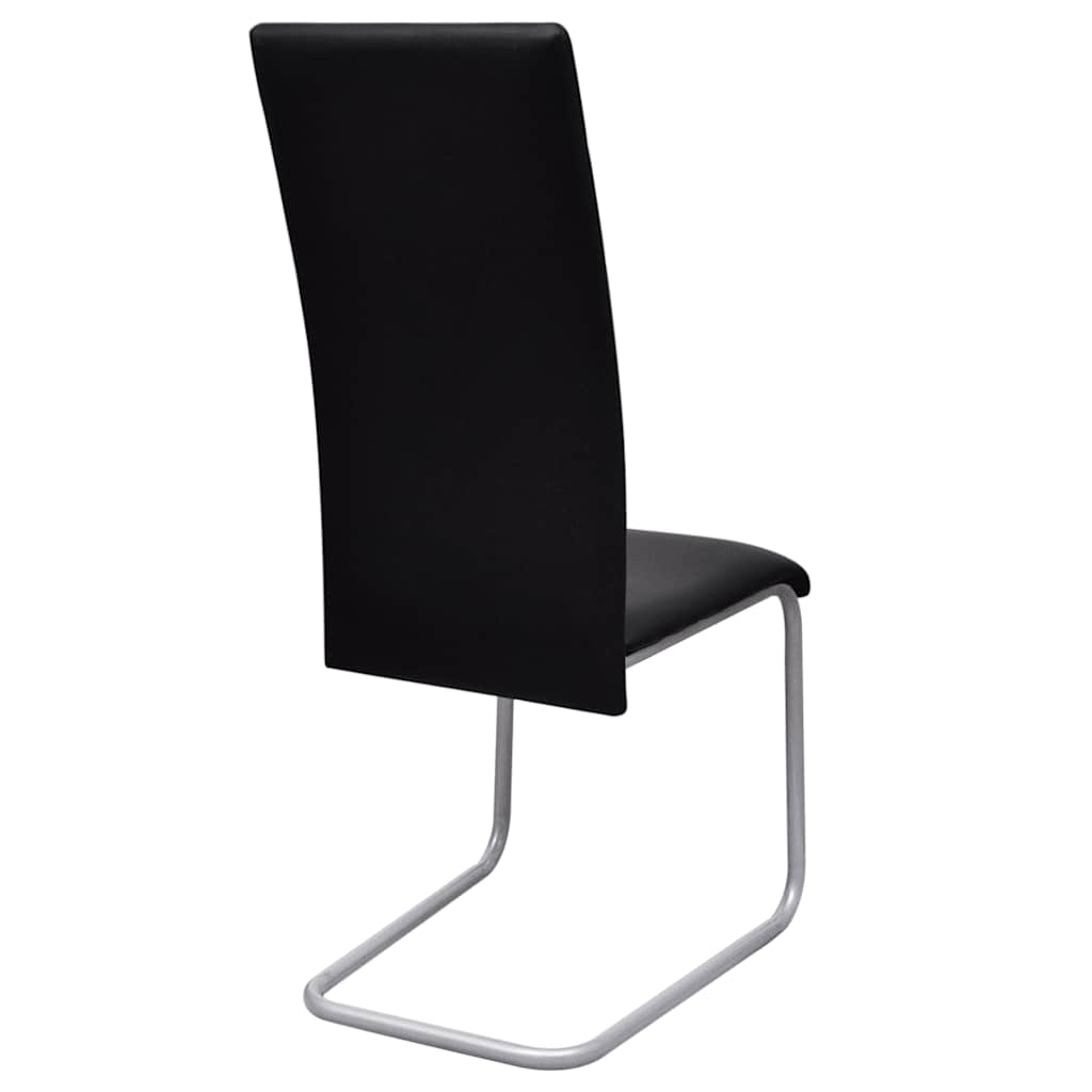Cantilever dining chairs, 2 pcs., black, artificial leather