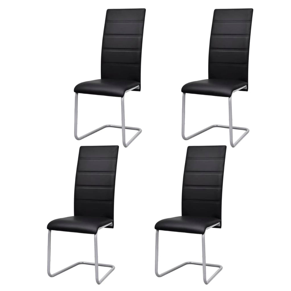 Cantilever dining chairs, 4 pcs., black, artificial leather