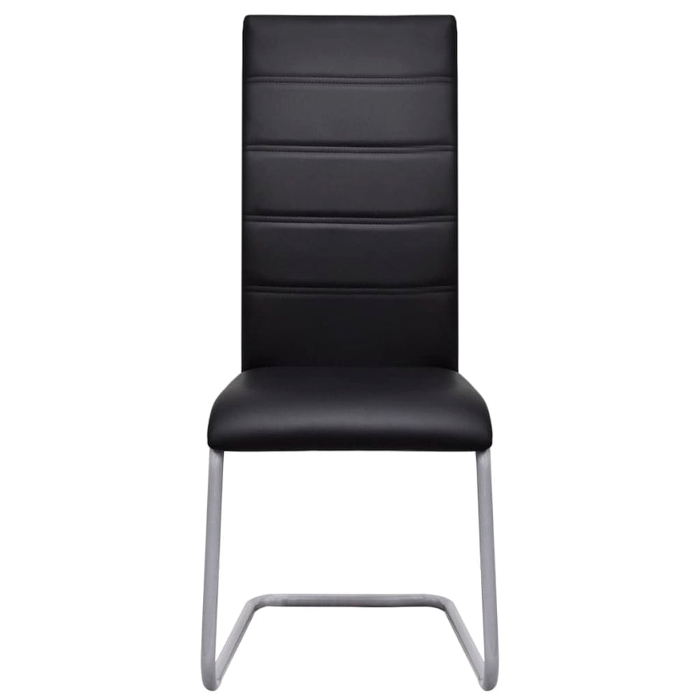 Cantilever dining chairs, 4 pcs., black, artificial leather
