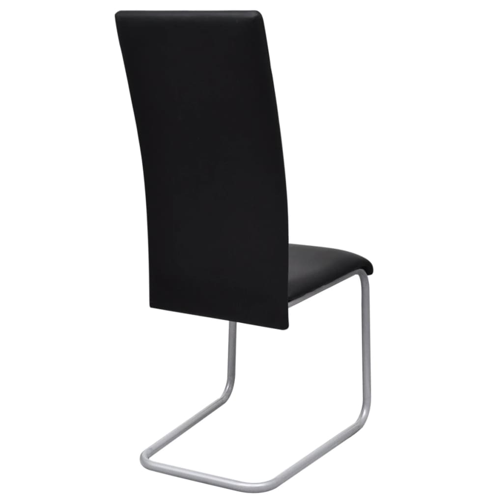 Cantilever dining chairs, 4 pcs., black, artificial leather