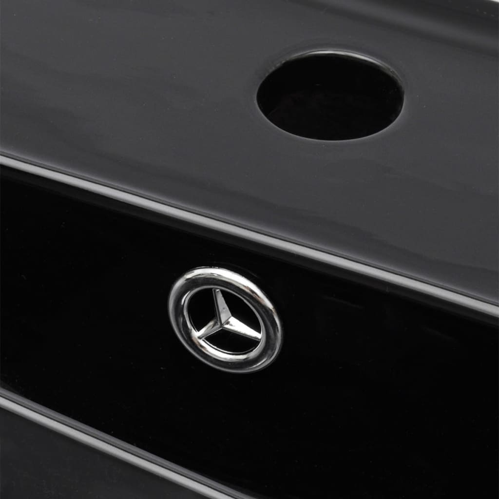 Ceramic washbasin, tap hole, overflow hole, black