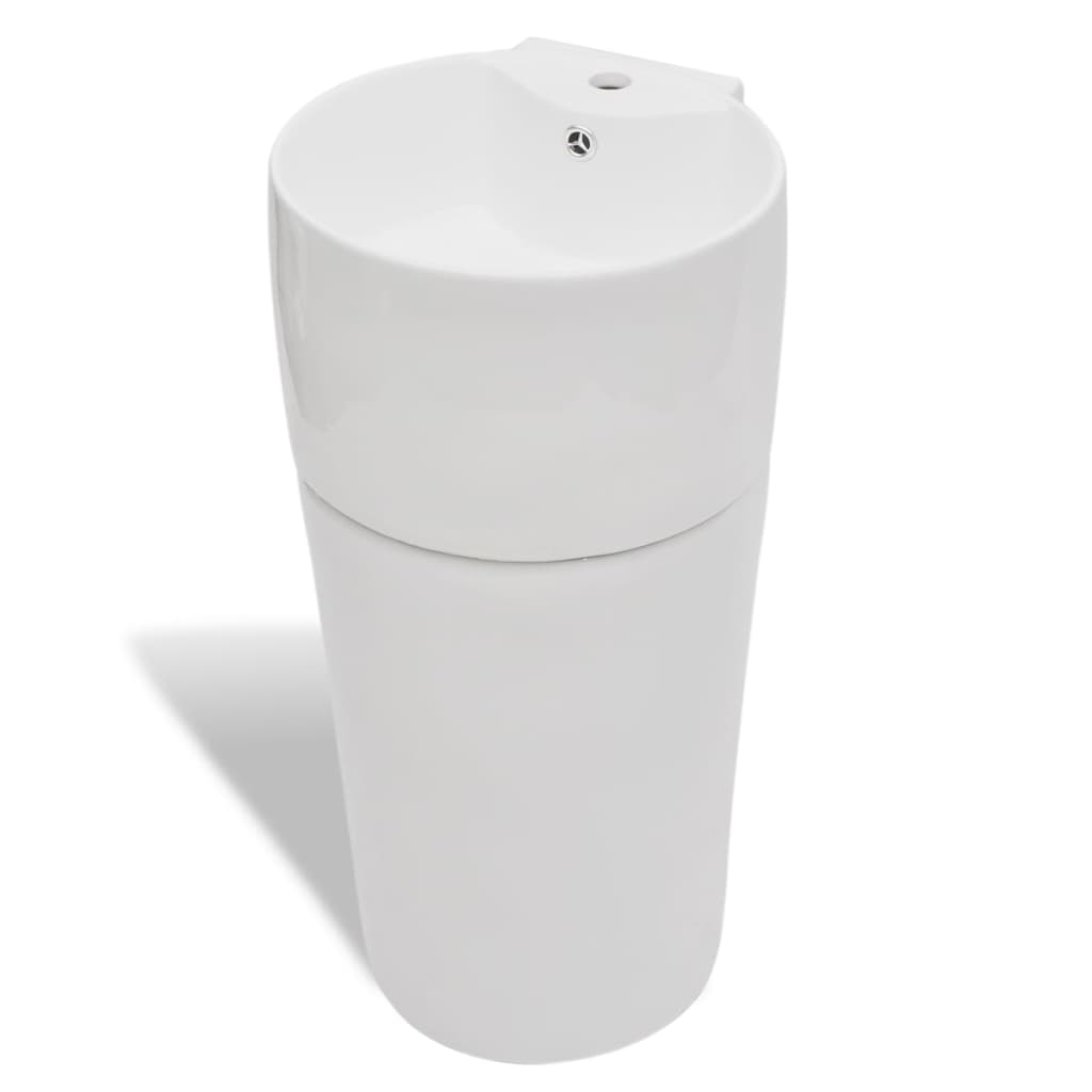 Ceramic counter-top washbasin, white, round