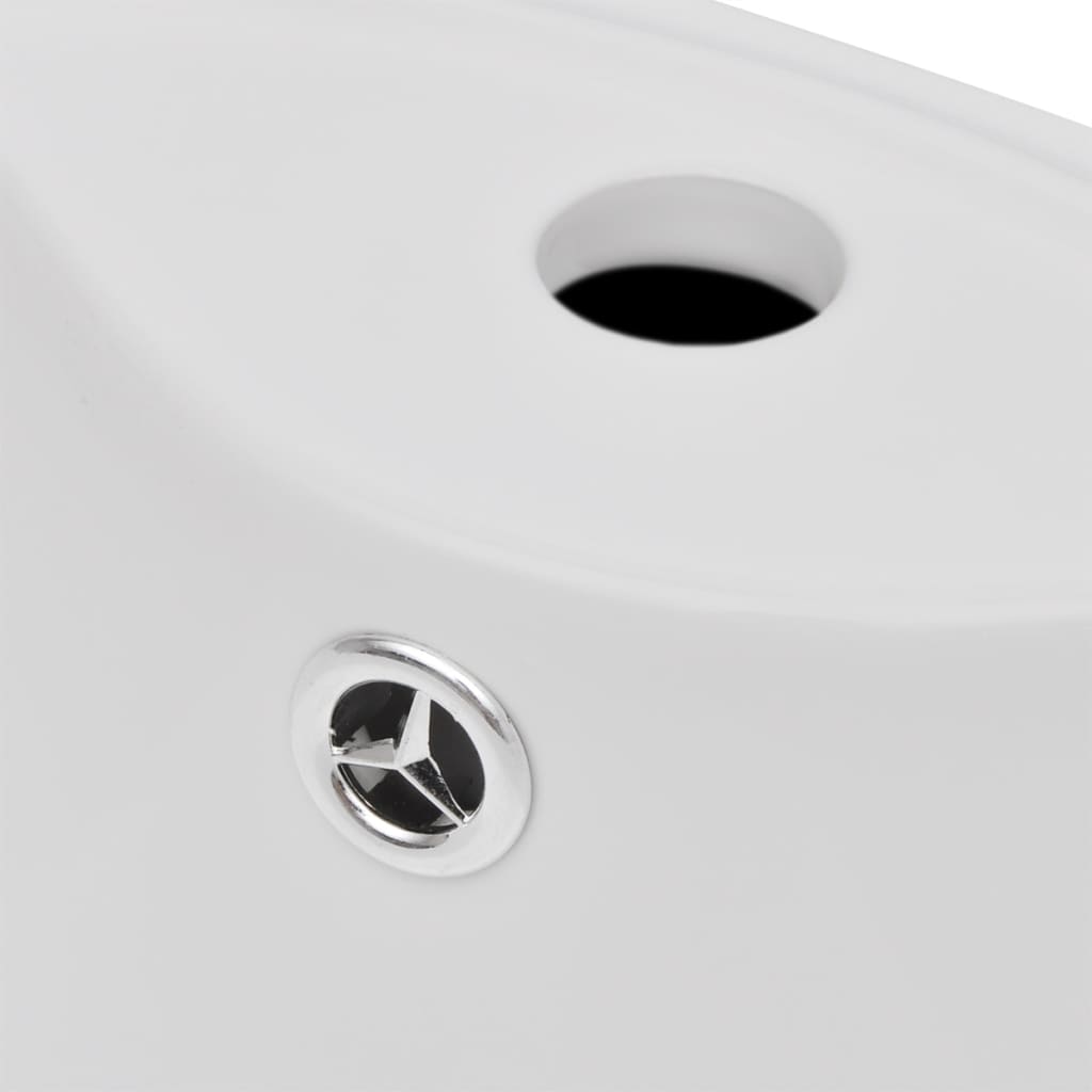 Ceramic counter-top washbasin, white, round