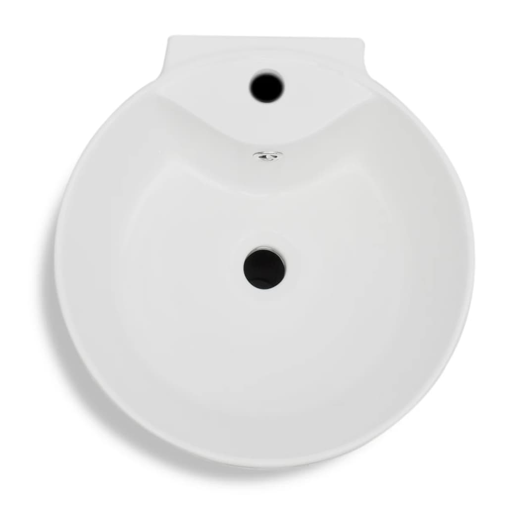 Ceramic counter-top washbasin, white, round