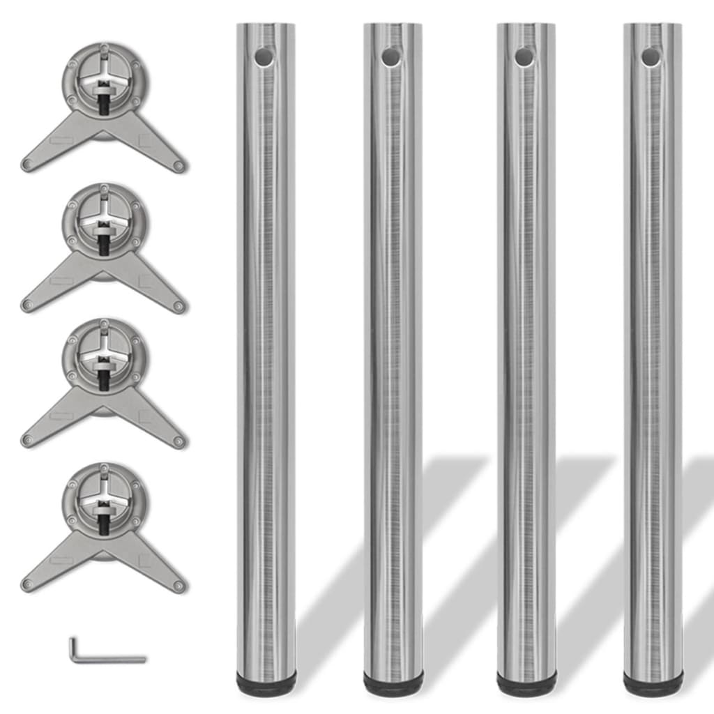 Adjustable height table legs, 4 pcs., brushed nickel, 710mm