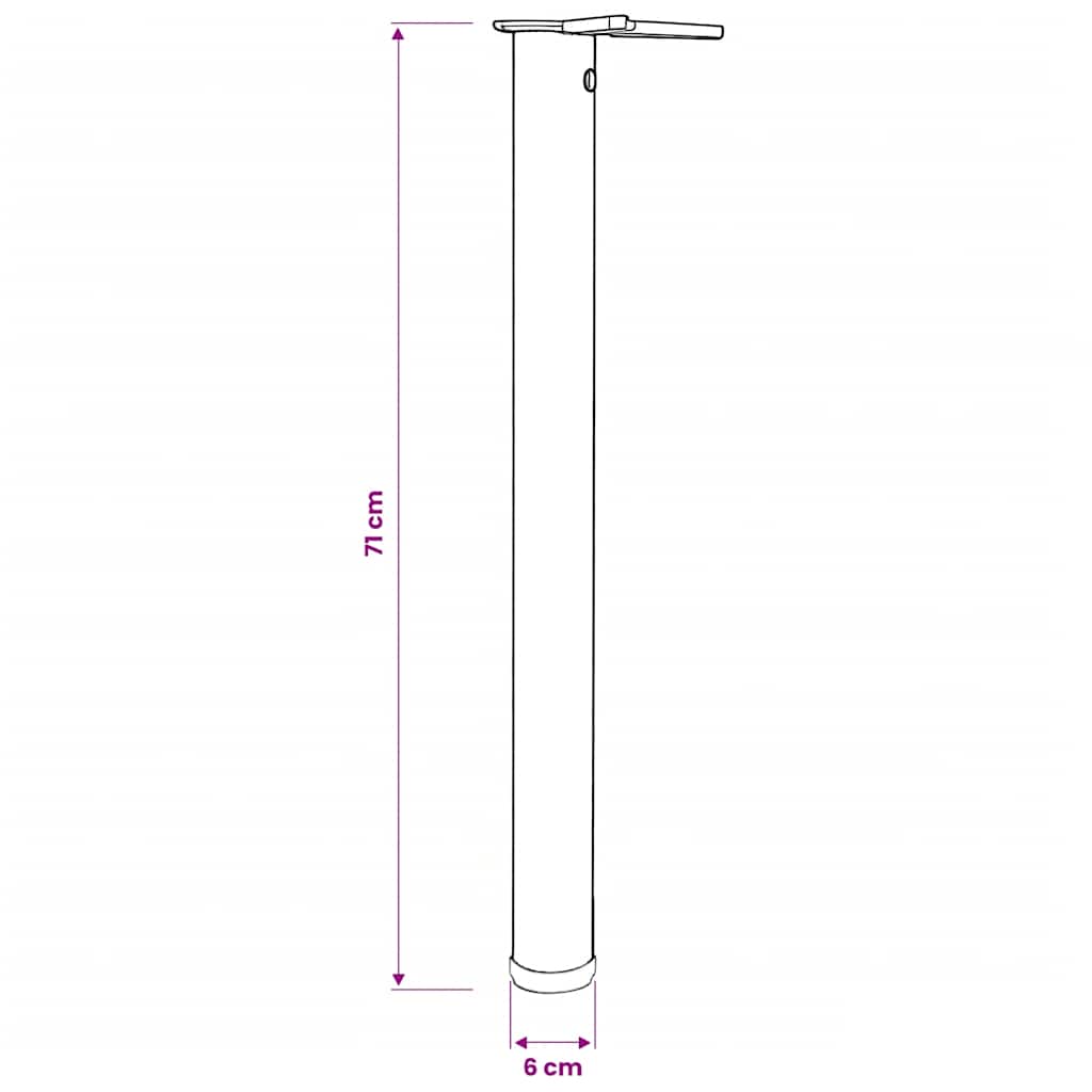 Adjustable height table legs, 4 pcs., brushed nickel, 710mm