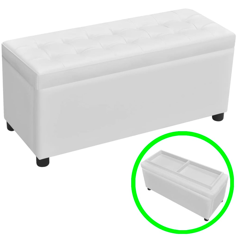Storage Box/Ottoman, artificial leather, white