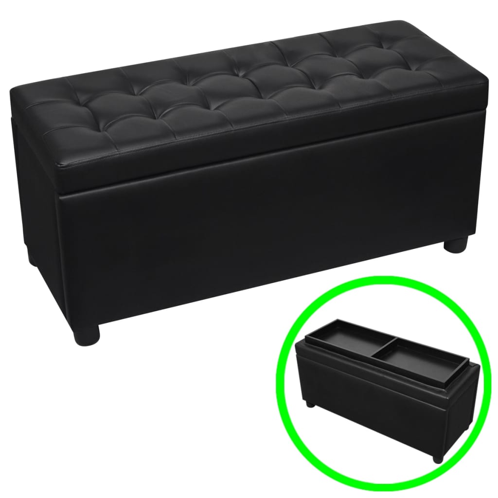 Storage box/ottoman, artificial leather, black