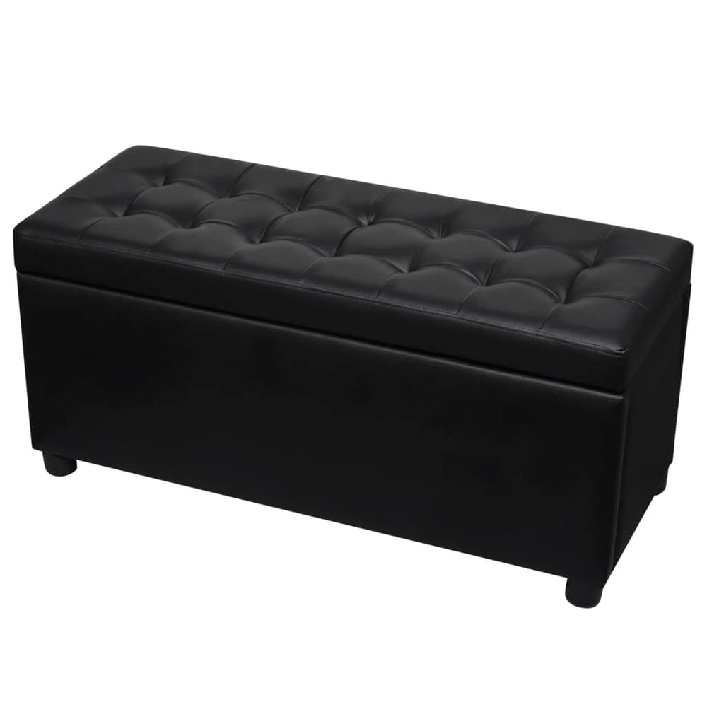 Storage box/ottoman, artificial leather, black