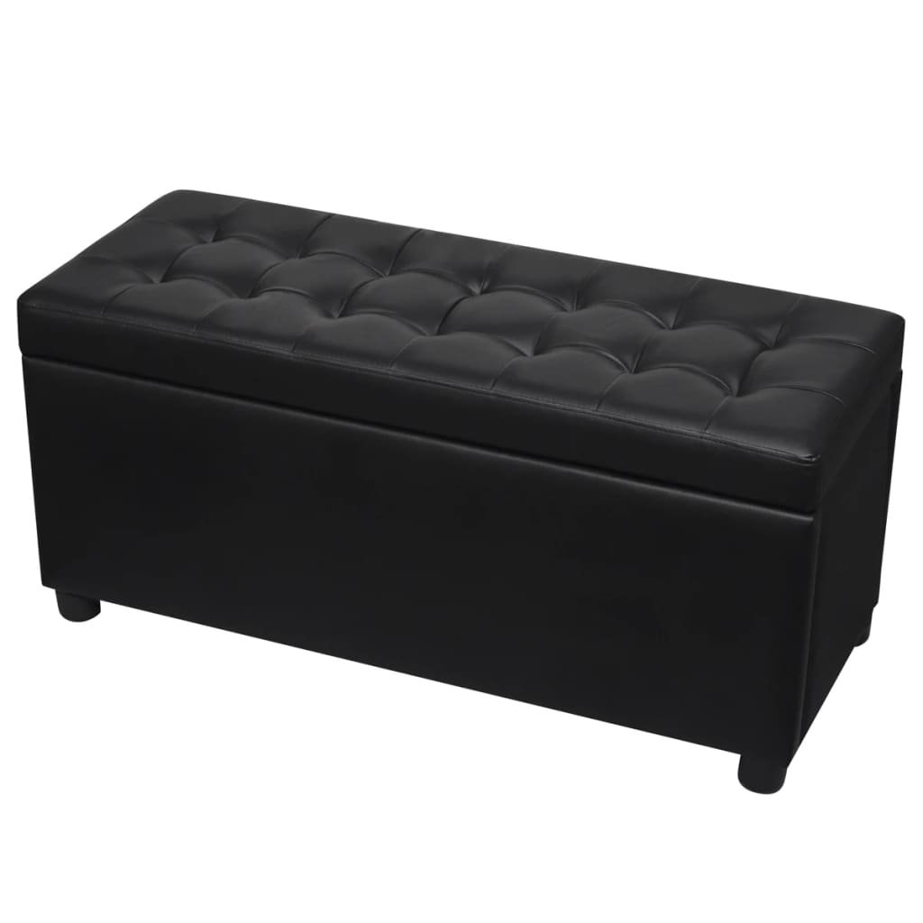 Storage box/ottoman, artificial leather, black