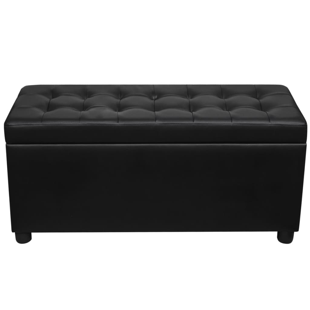 Storage box/ottoman, artificial leather, black