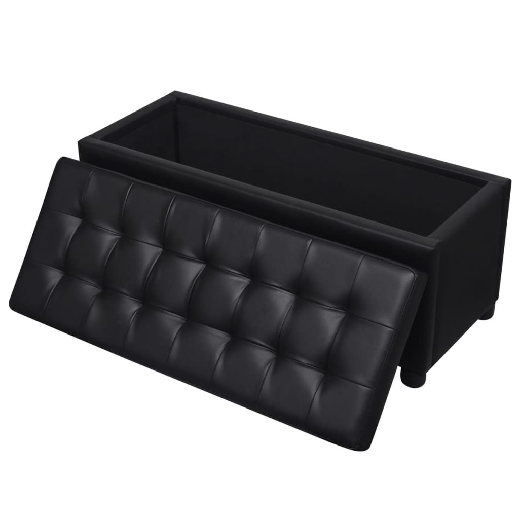 Storage box/ottoman, artificial leather, black