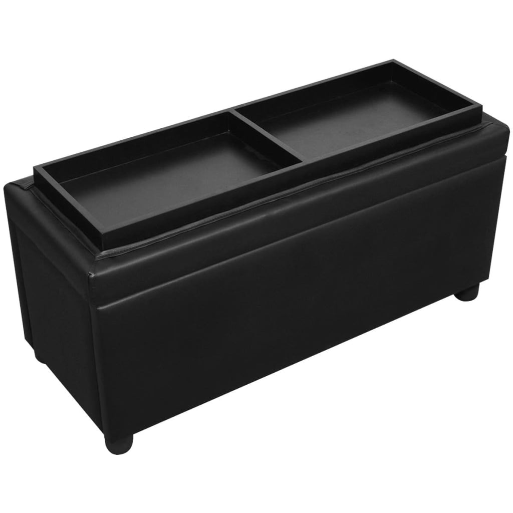 Storage box/ottoman, artificial leather, black