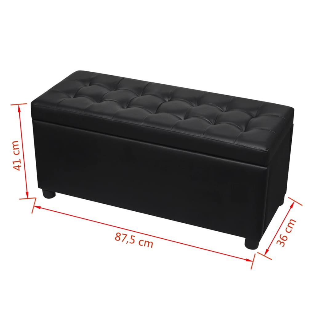 Storage box/ottoman, artificial leather, black