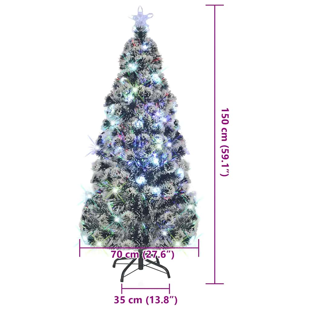 Apšviesta Kalėdų eglutė su stovu ir LED, 150cm, optinis pluoštas