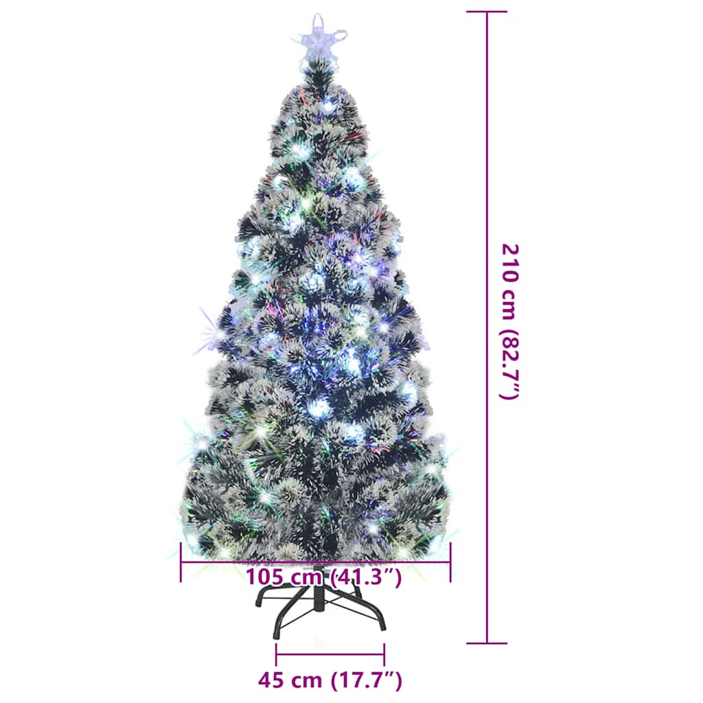 Apšviesta Kalėdų eglutė EMBER GROVE, su stovu ir LED, 210cm., optinis pluoštas