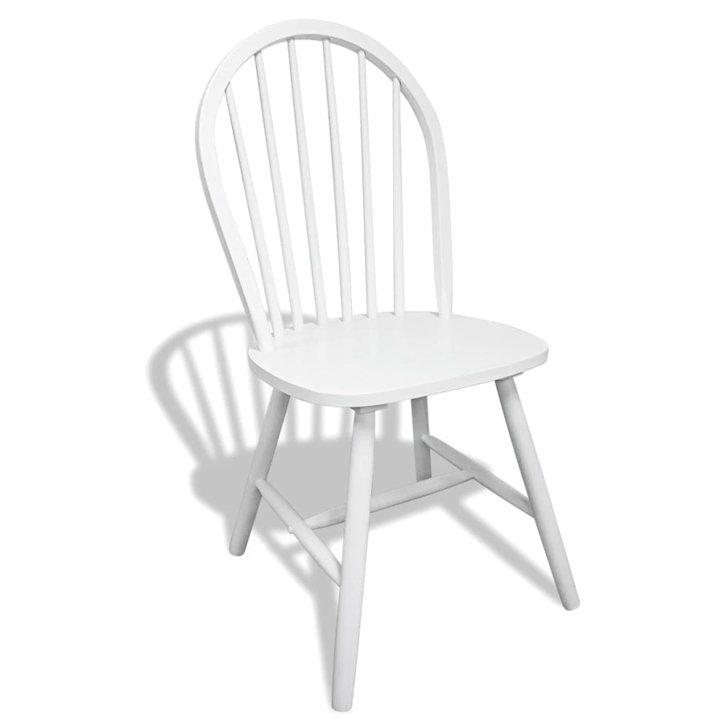 Dining chairs, 6 pcs, white, solid rubberwood