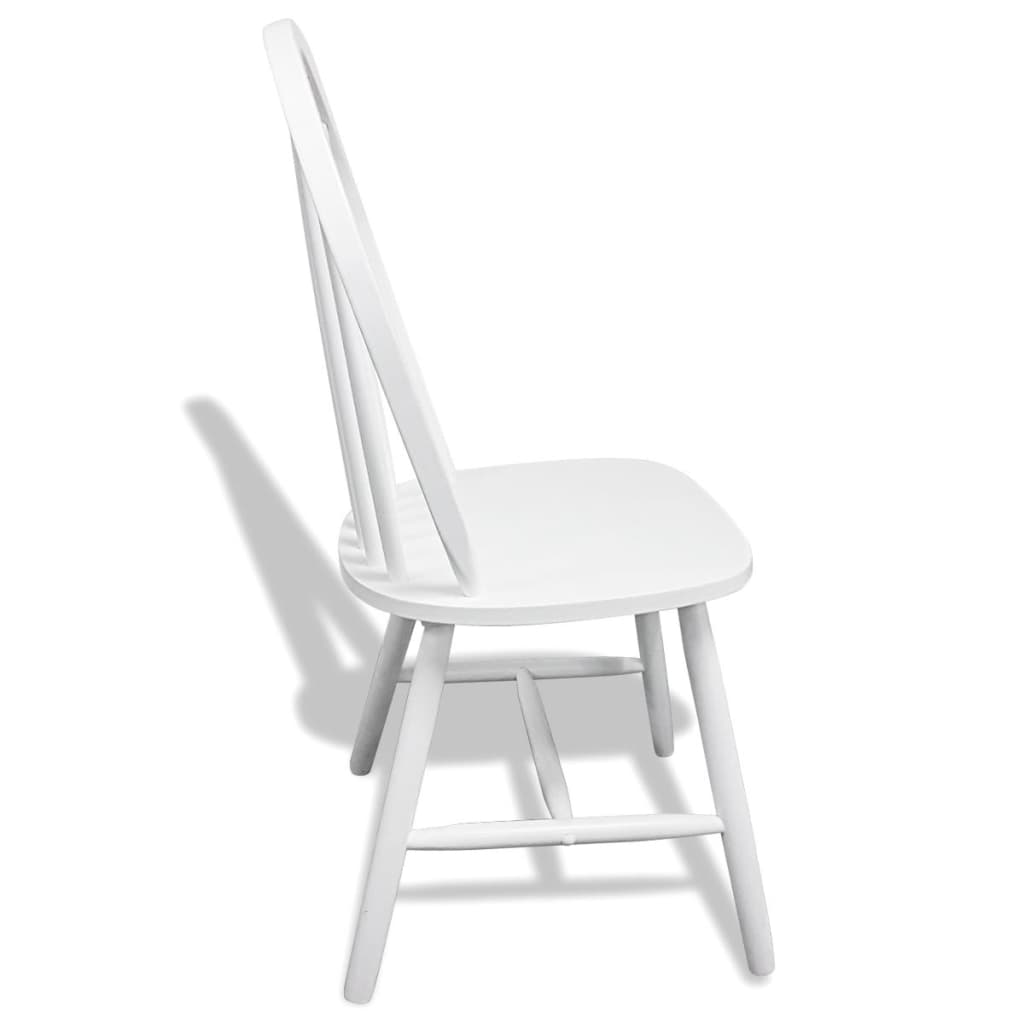 Dining chairs, 6 pcs, white, solid rubberwood