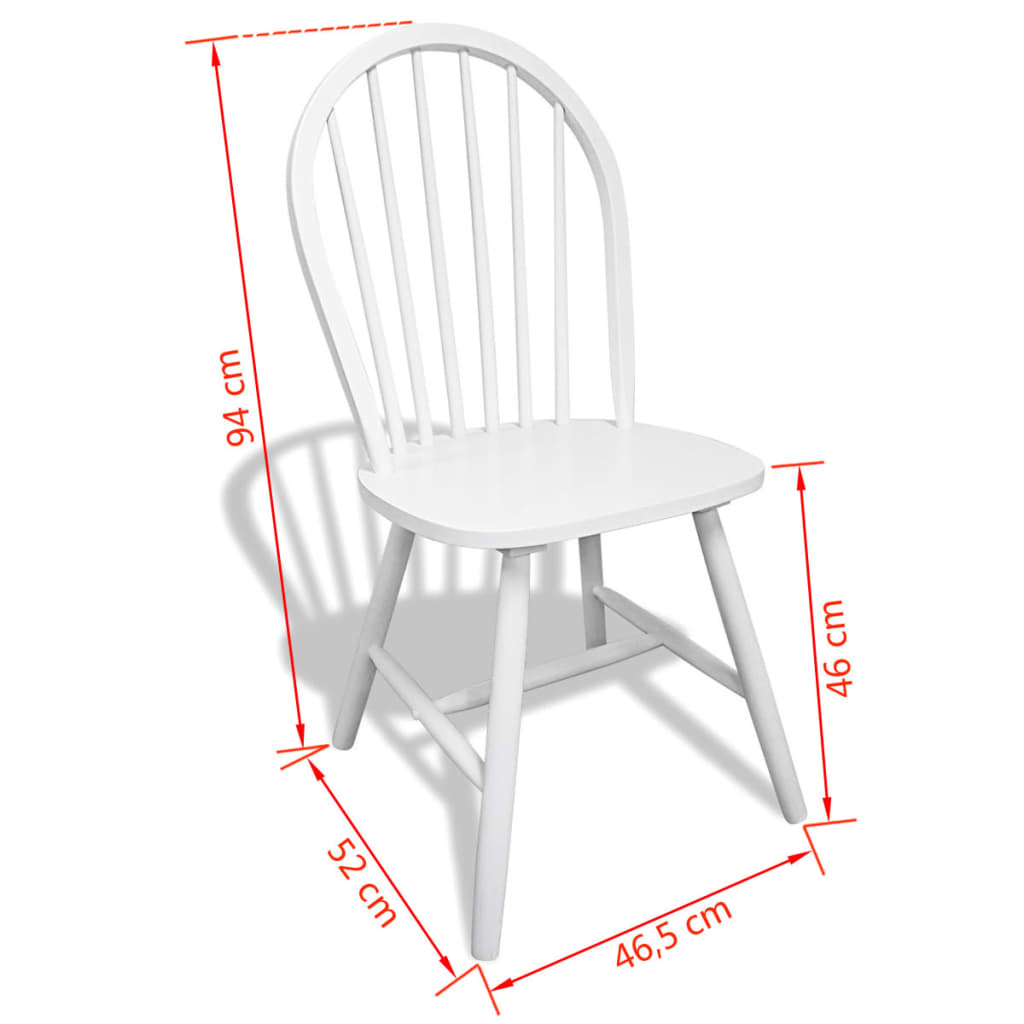 Dining chairs, 6 pcs, white, solid rubberwood