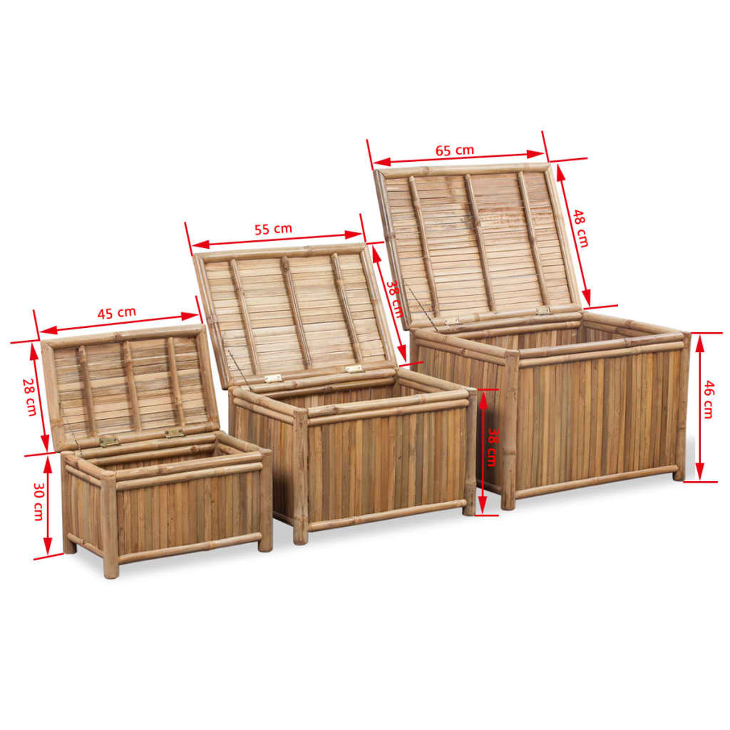 Storage boxes, 3 pcs., bamboo