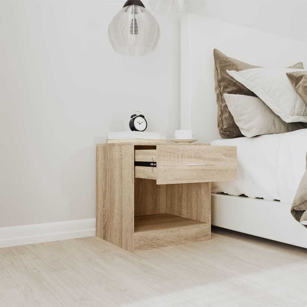 Bedside tables, 2 pcs., with drawer, oak finish