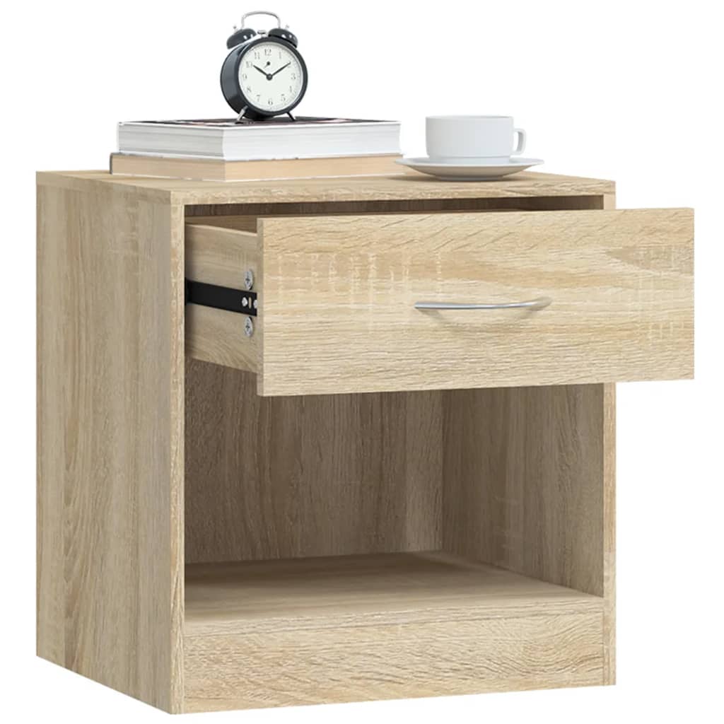 Bedside tables, 2 pcs., with drawer, oak finish