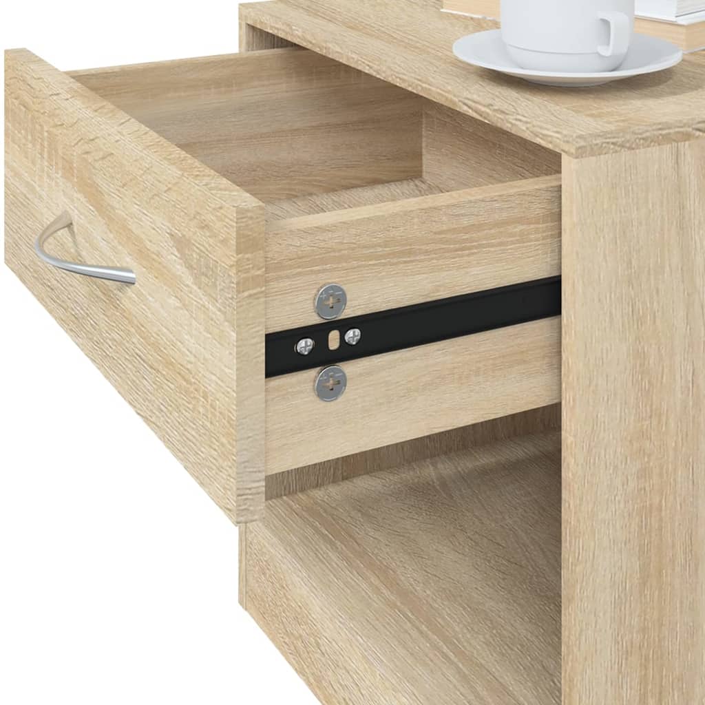 Bedside tables, 2 pcs., with drawer, oak finish