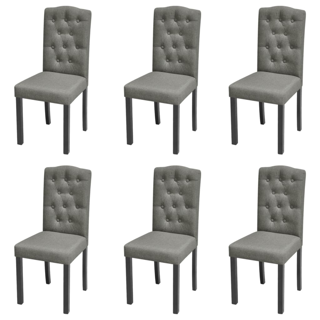 Dining chairs, 6 pcs, grey, fabric
