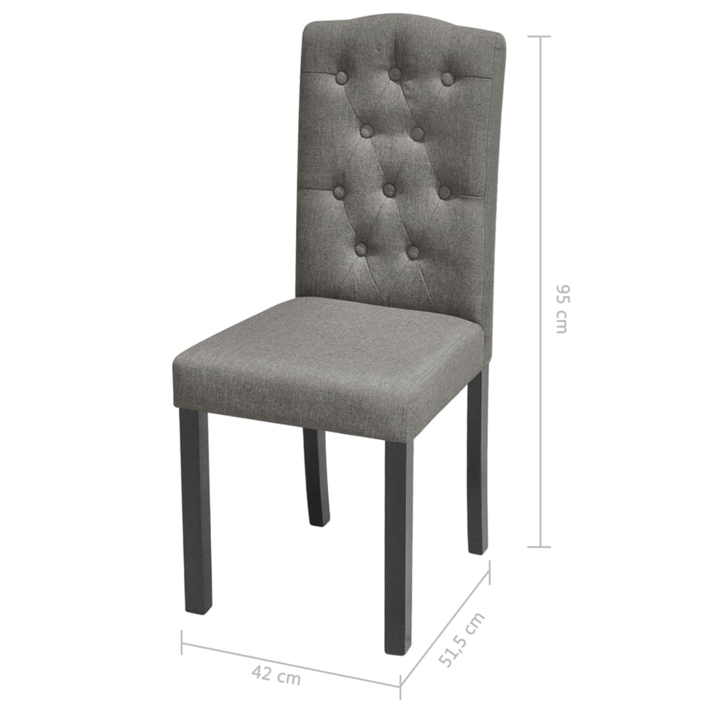 Dining chairs, 6 pcs, grey, fabric