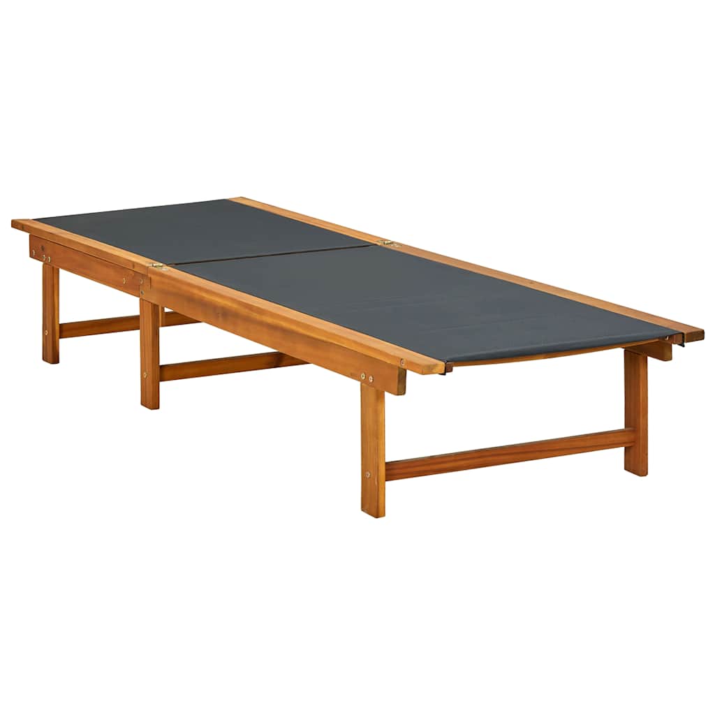 Sun lounger with table, acacia wood and textilene