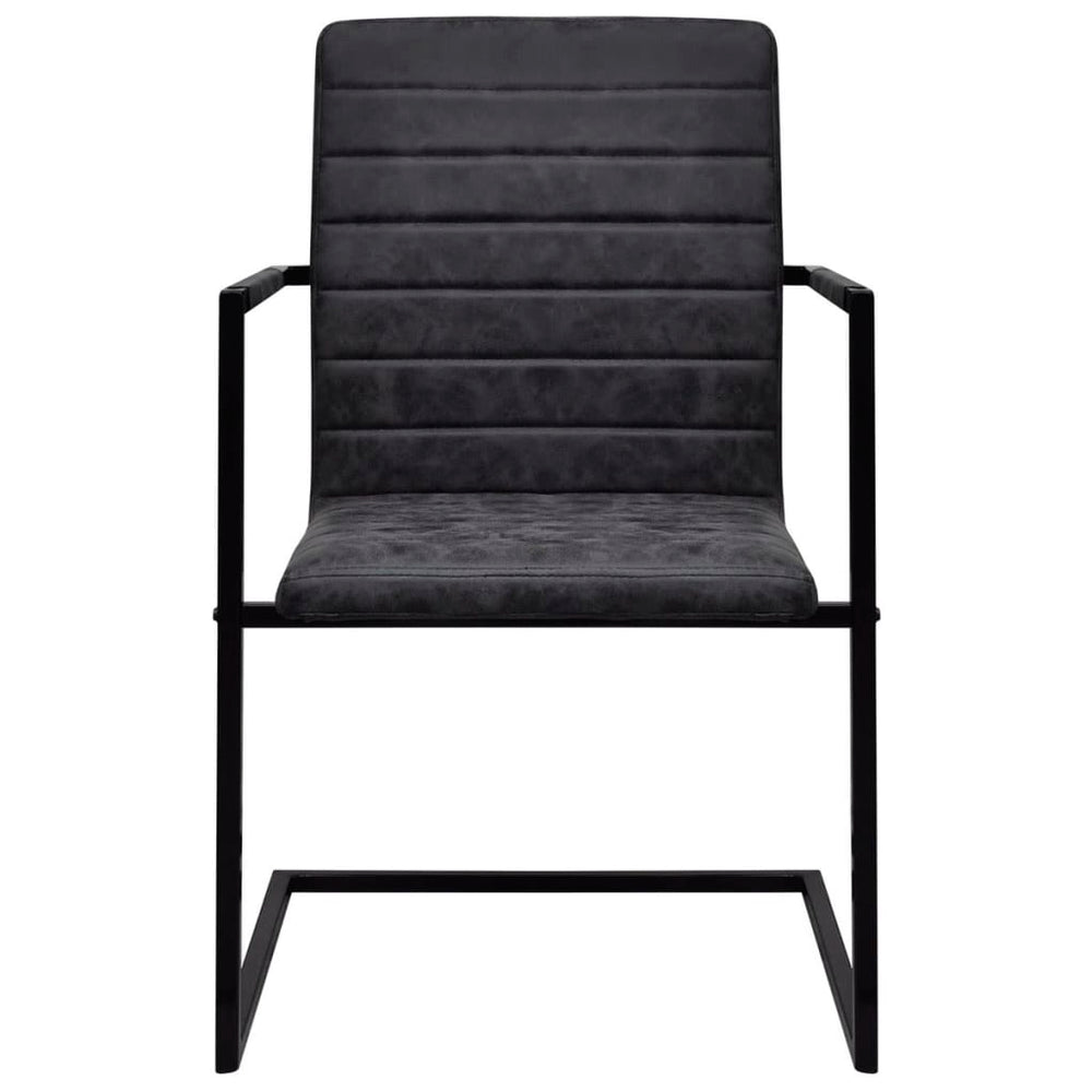 Cantilever dining chairs, 6 pcs., black, artificial leather