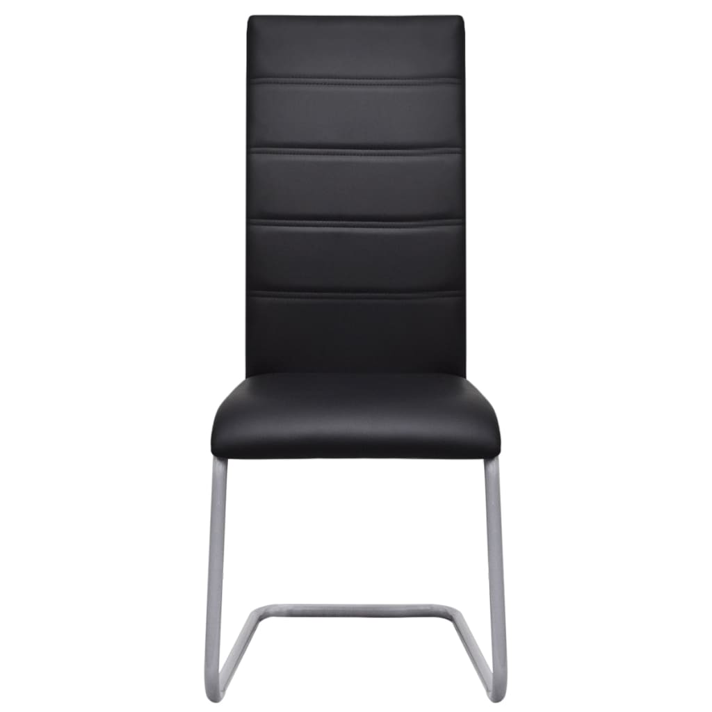 Cantilever Dining Chairs 6 pcs Black Artificial Leather