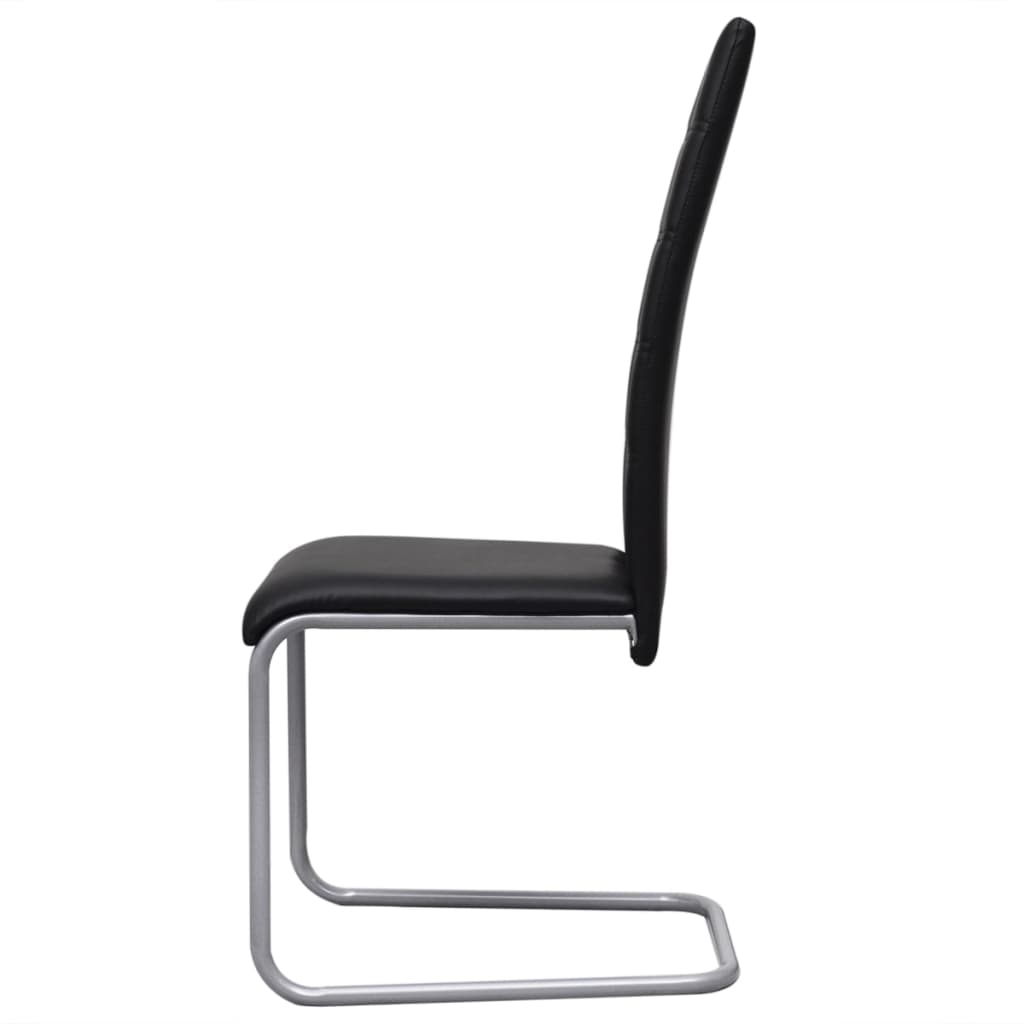 Cantilever Dining Chairs 6 pcs Black Artificial Leather