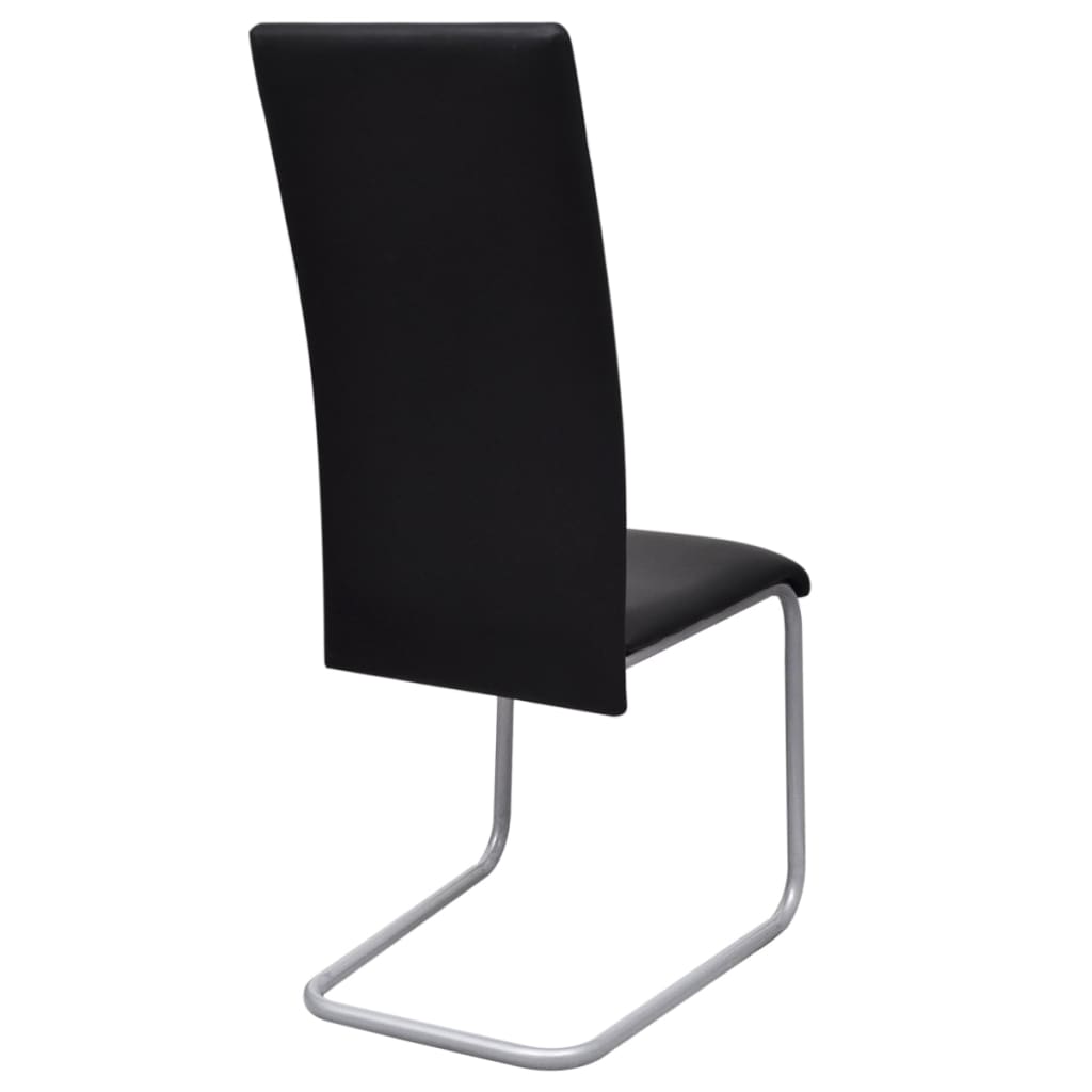 Cantilever Dining Chairs 6 pcs Black Artificial Leather