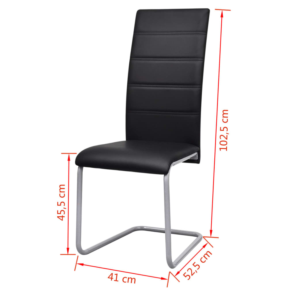 Cantilever Dining Chairs 6 pcs Black Artificial Leather