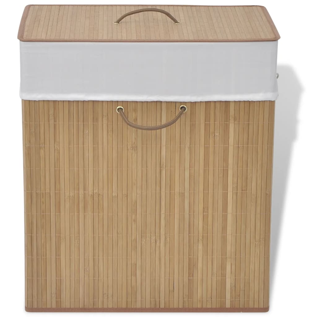 Laundry basket, natural color, bamboo, square