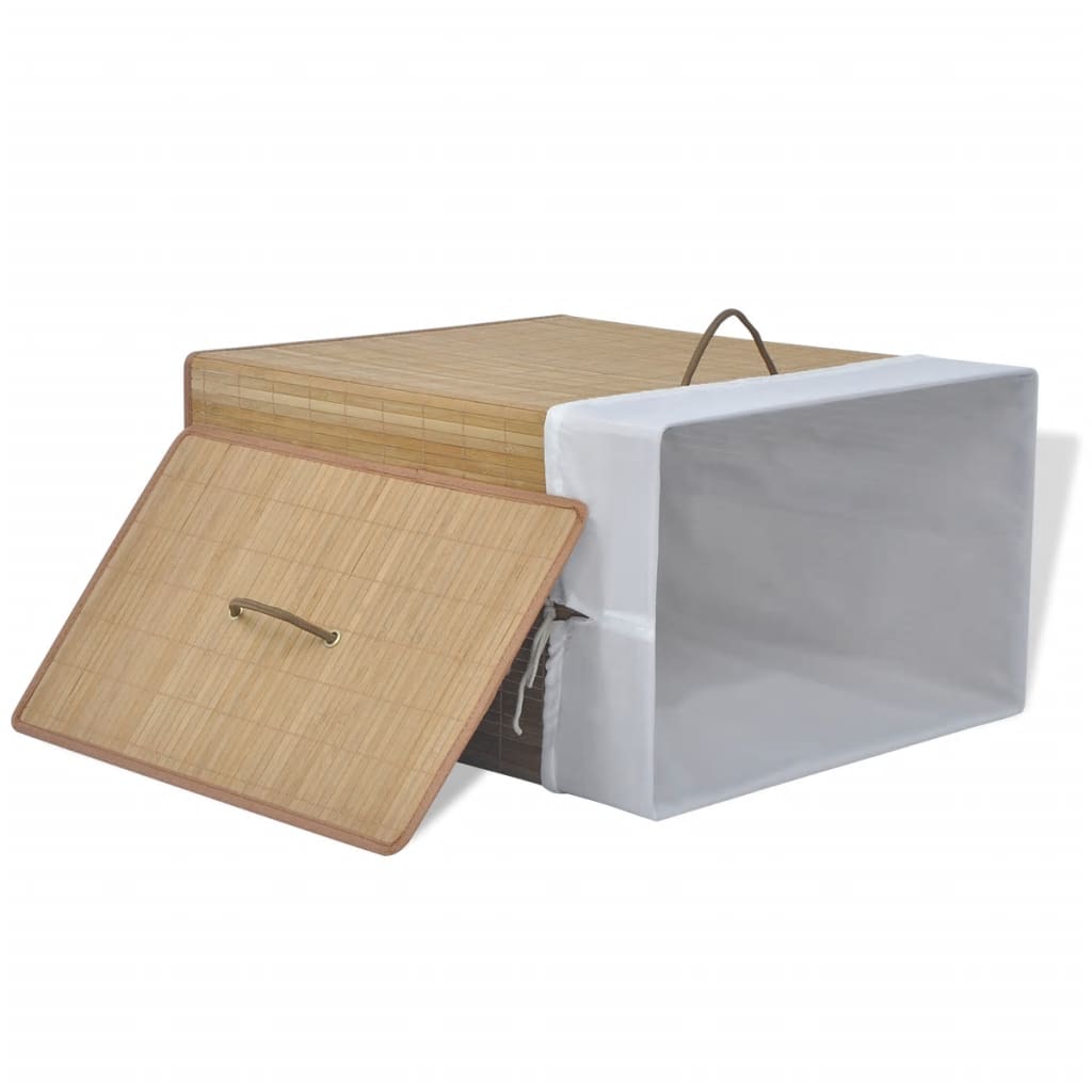 Laundry basket, natural color, bamboo, square