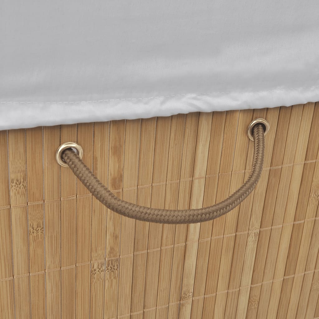 Laundry basket, natural color, bamboo, square